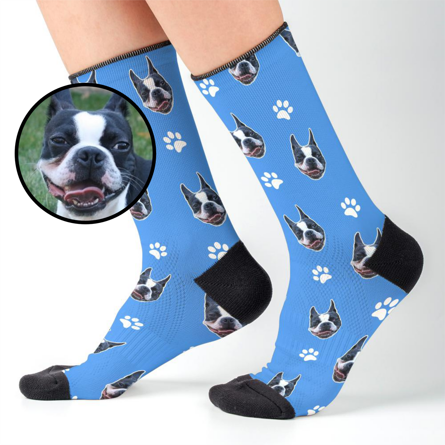 Personalized Dog Face & Paws Fit Socks .