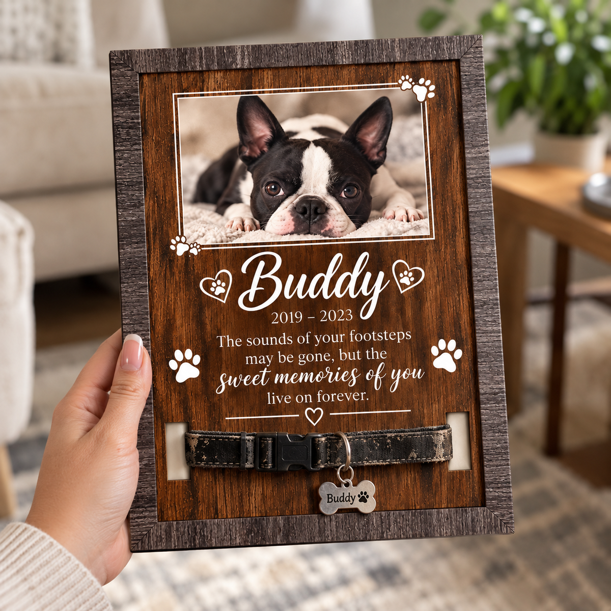 Personalized Pet Memorial Collar Sign – Custom Photo & Name Keepsake .