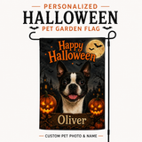 Personalized Halloween Pet Portrait Garden Flag – Custom Dog or Cat Photo Flag with Name