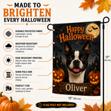 Personalized Halloween Pet Portrait Garden Flag – Custom Dog or Cat Photo Flag with Name