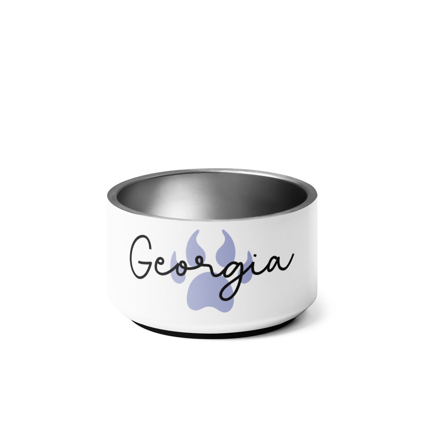 Custom Dog Bowl with Dog Name and Colored Paw Print