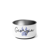 Custom Dog Bowl with Dog Name and Colored Paw Print