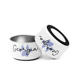 Custom Dog Bowl with Dog Name and Colored Paw Print