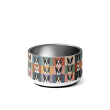 Pop Art Style Colored Boston Terriers Modern Tiles Pattern Dog Bowl . 18 oz