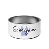 Custom Dog Bowl with Dog Name and Colored Paw Print