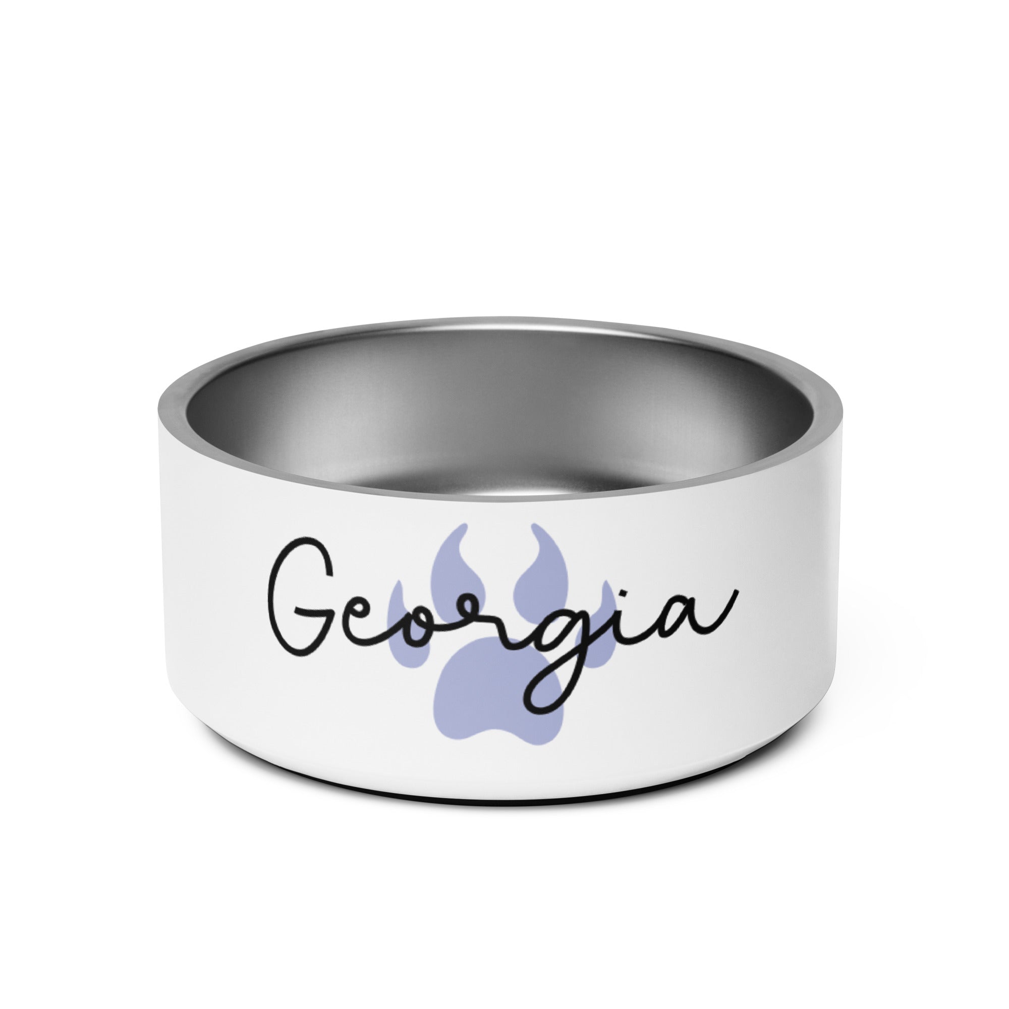 Custom Dog Bowl with Dog Name and Colored Paw Print
