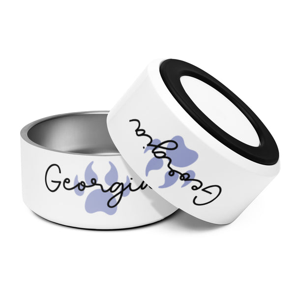 Custom Dog Bowl with Dog Name and Colored Paw Print