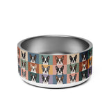 Pop Art Style Colored Boston Terriers Modern Tiles Pattern Dog Bowl . 32 oz