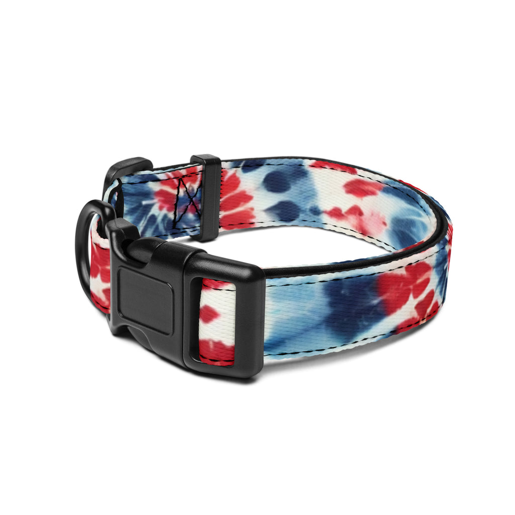 Red, White and Blue Tie Dye Dog Collar