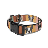 Pop Art Style Colored Boston Terriers Modern Tiles Pattern Dog Collar . M