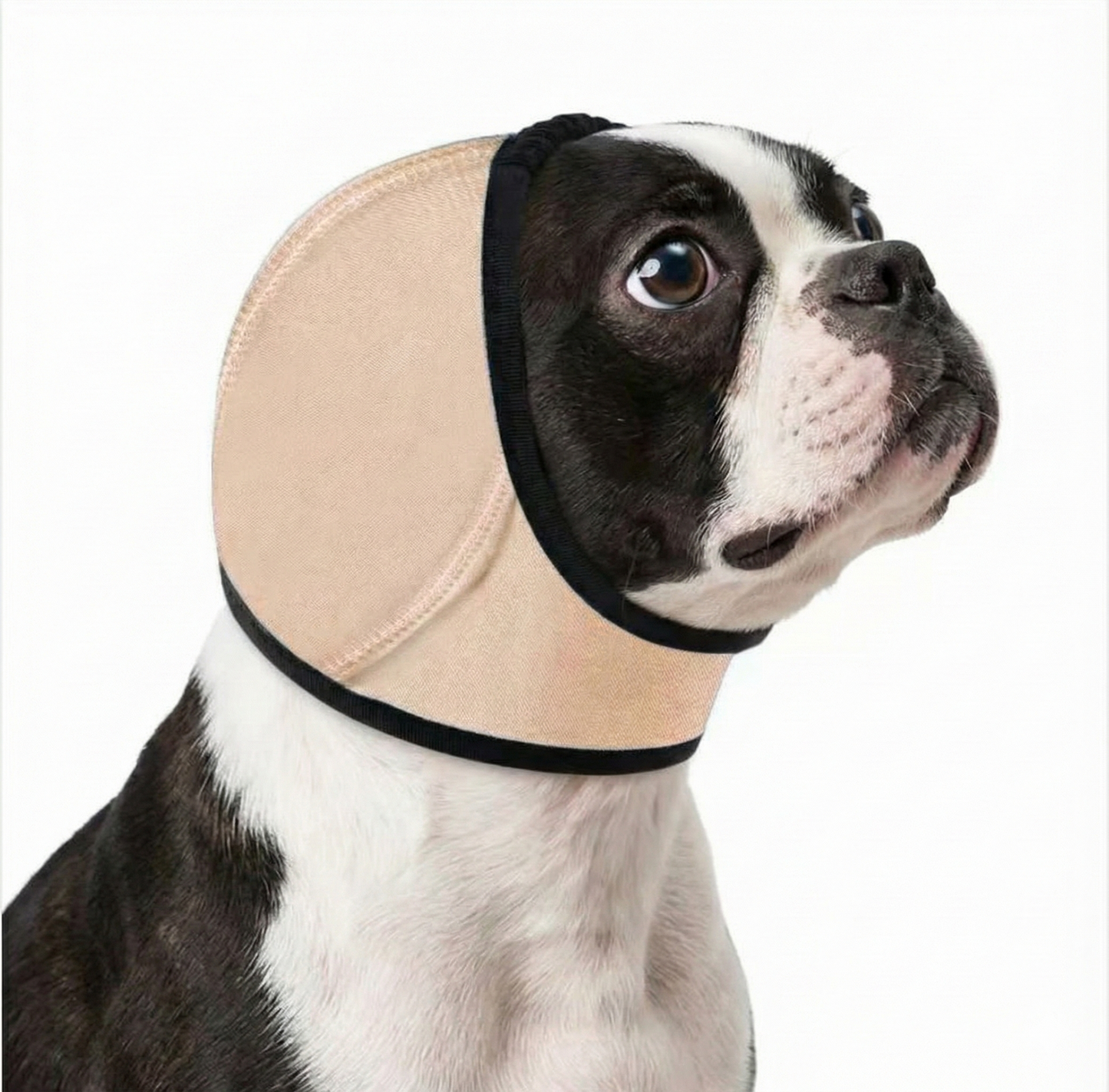 Pet Earmuffs Head Cover Dog Ear Protection For Swimming and Anti Anxiety Noise Cancelling . Beige