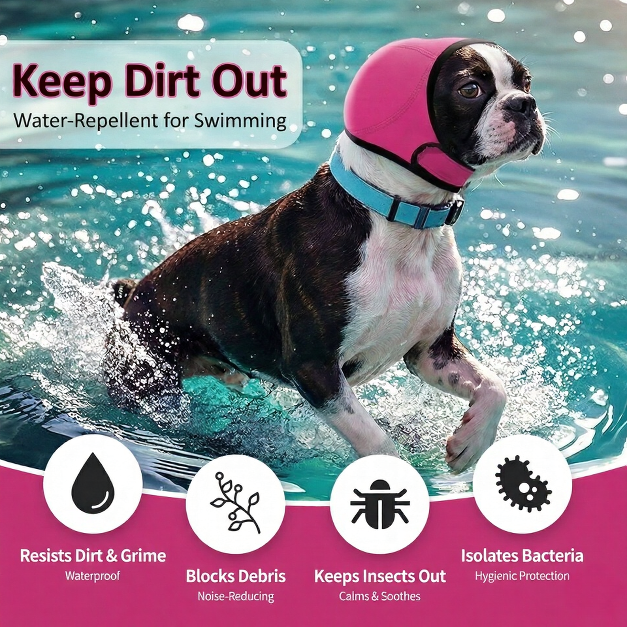 Pet Earmuffs Head Cover Dog Ear Protection For Swimming and Anti Anxiety Noise Cancelling .