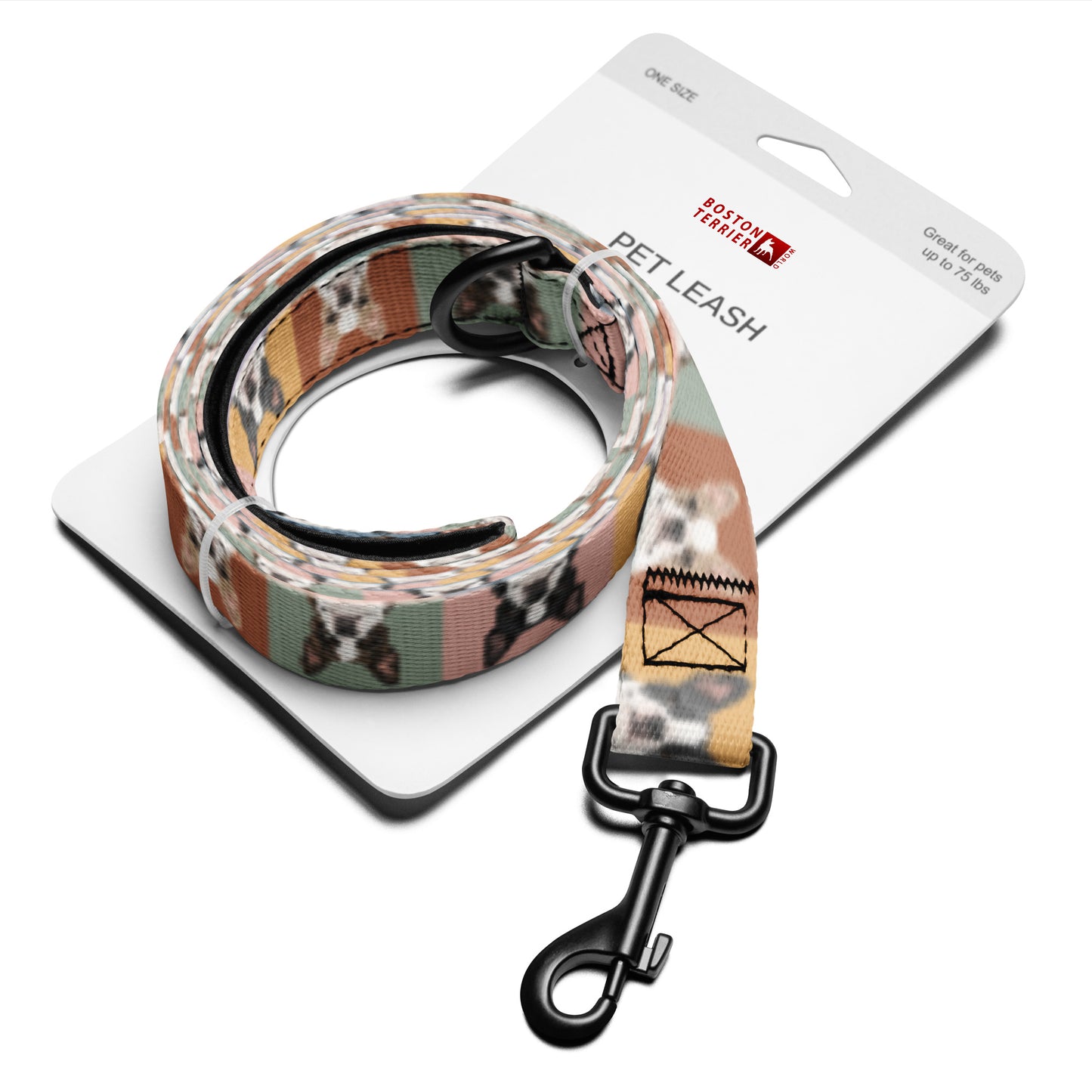 Pop Art Style Colored Boston Terriers Modern Tiles Pattern Dog Leash .