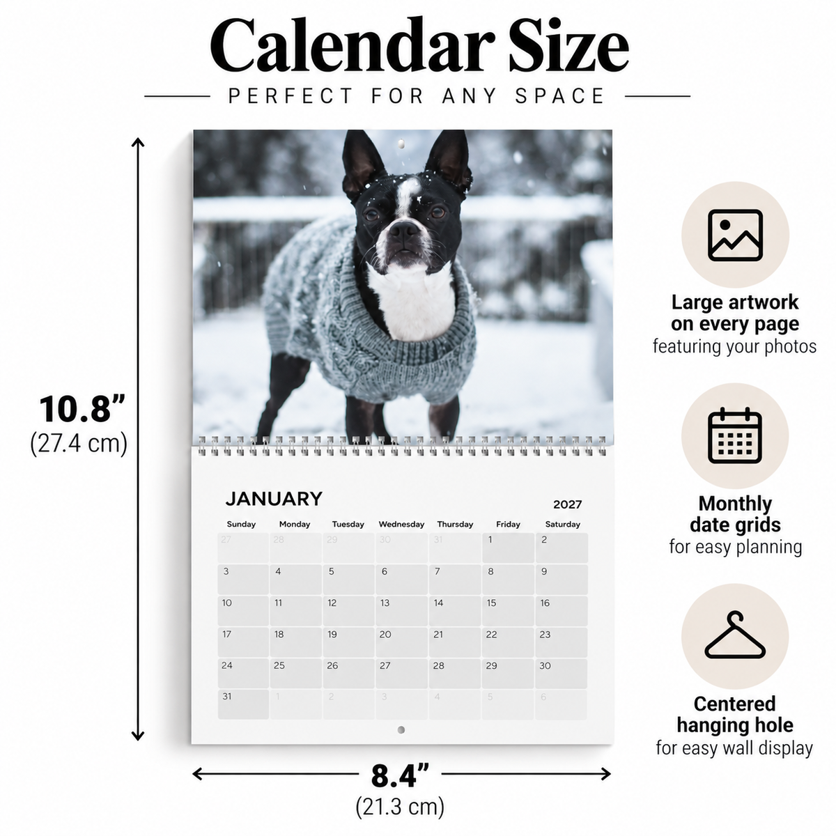 2027 Personalized Wall Calendar with Your Dog's Photos
