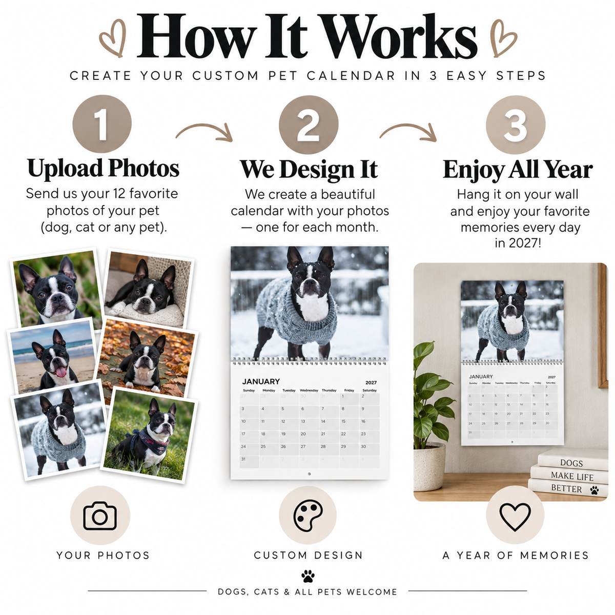 2027 Personalized Wall Calendar with Your Dog's Photos
