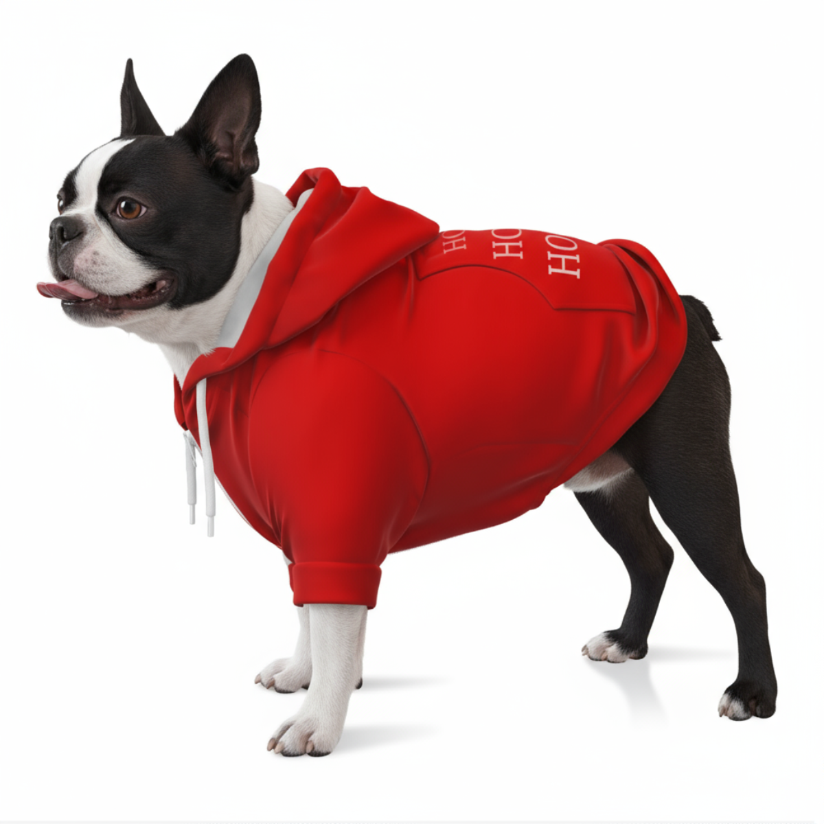 Red Holiday Dog Zip-Up Hoodie - Ho Ho Ho