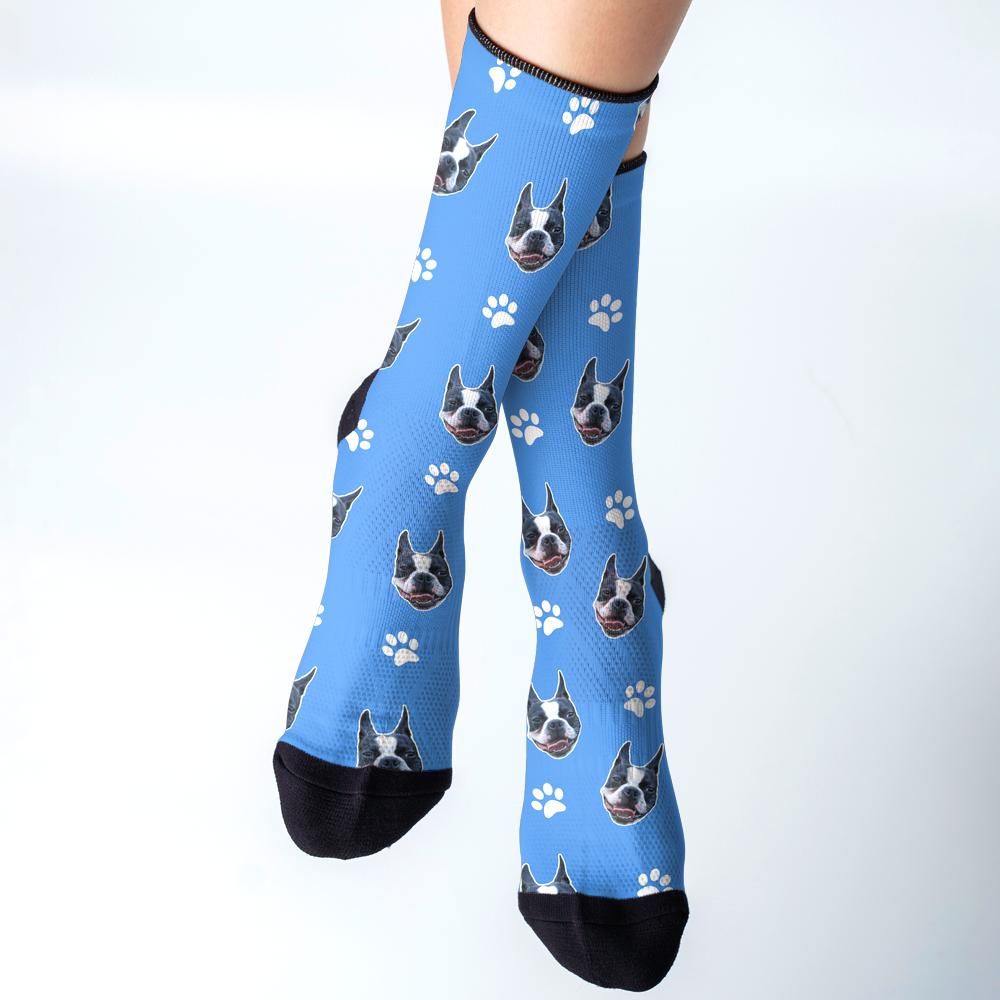 Personalized Dog Face & Paws Fit Socks . 4.9x6.5