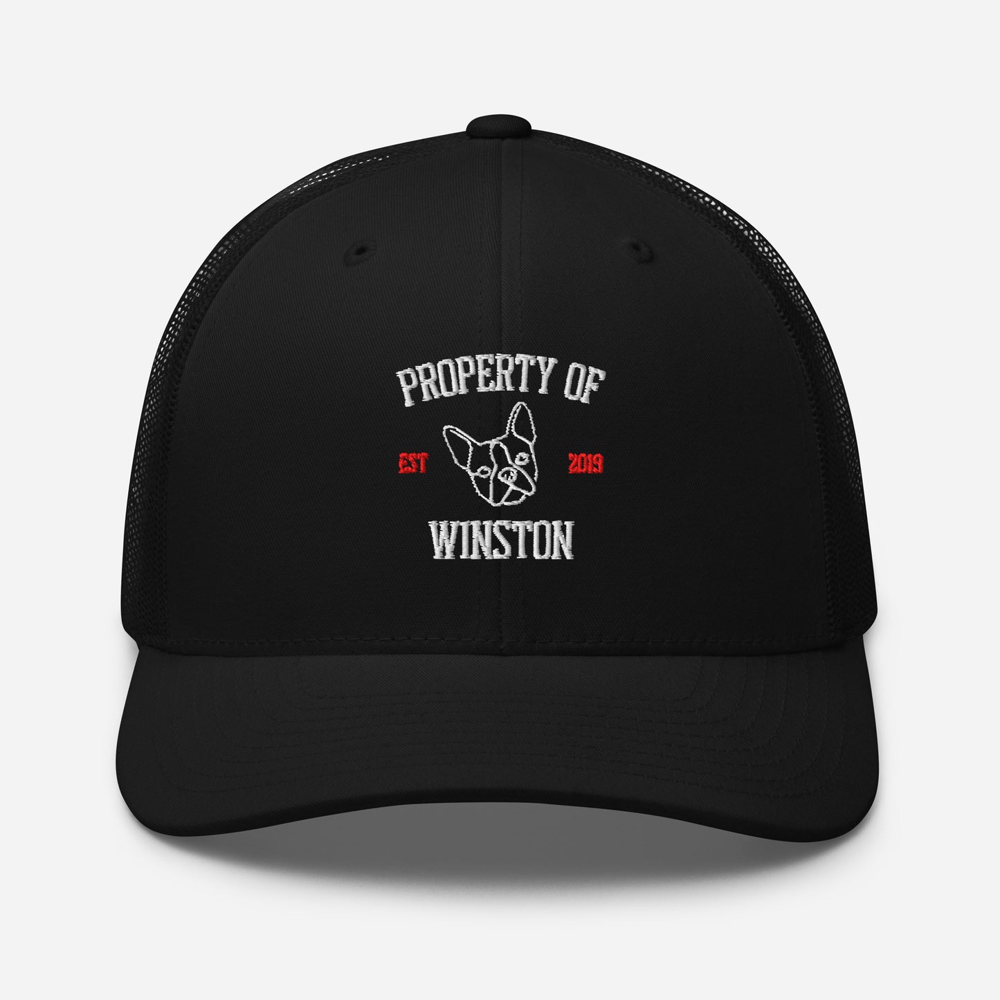Property Of My Dog Custom Embroidered Trucker Cap . Black