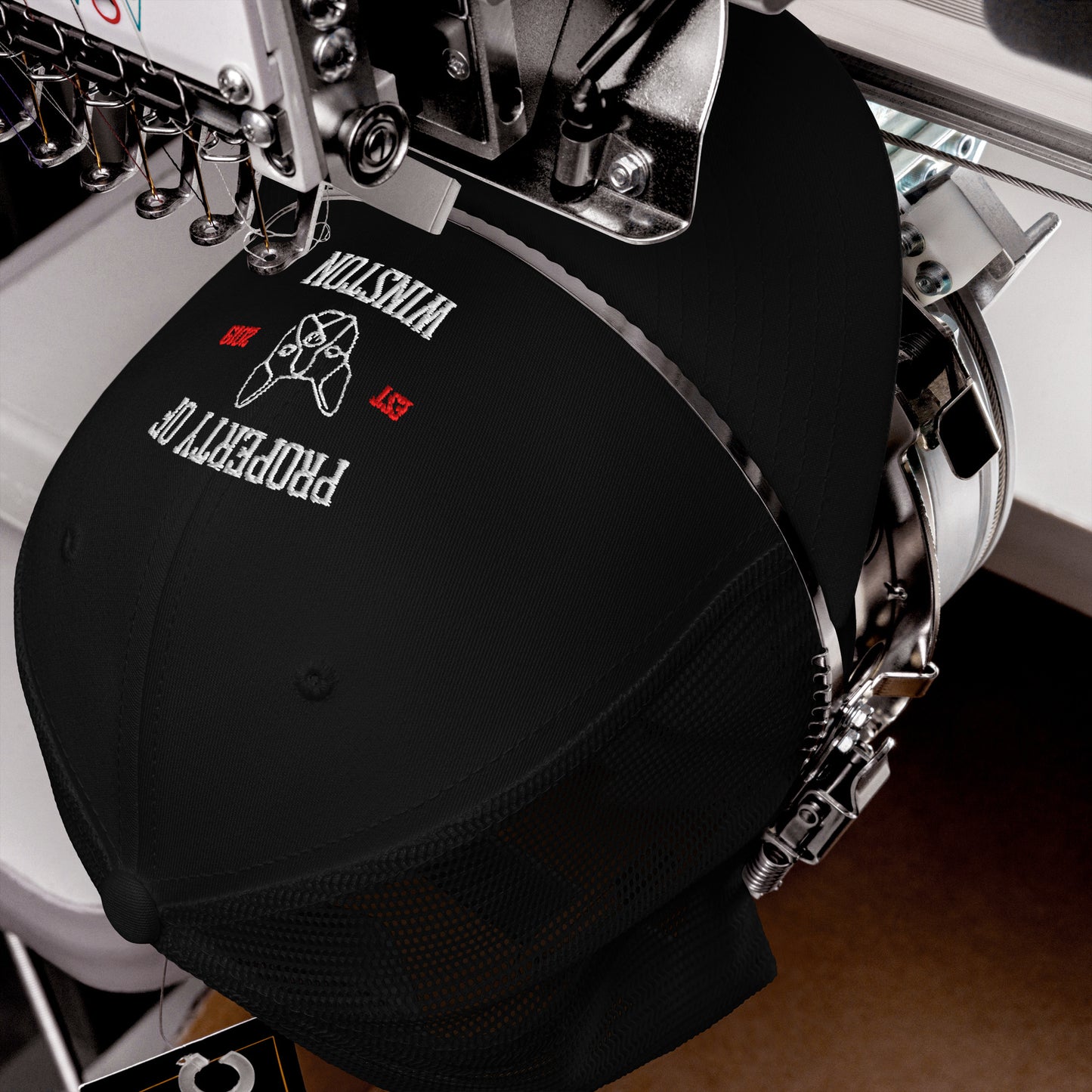 Property Of My Dog Custom Embroidered Trucker Cap .