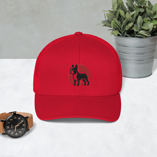 Boston Terrier Silhouette Logo Trucker Cap