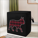 Red Plaid Boston Terrier Dog Silhouette Storage Box Bag