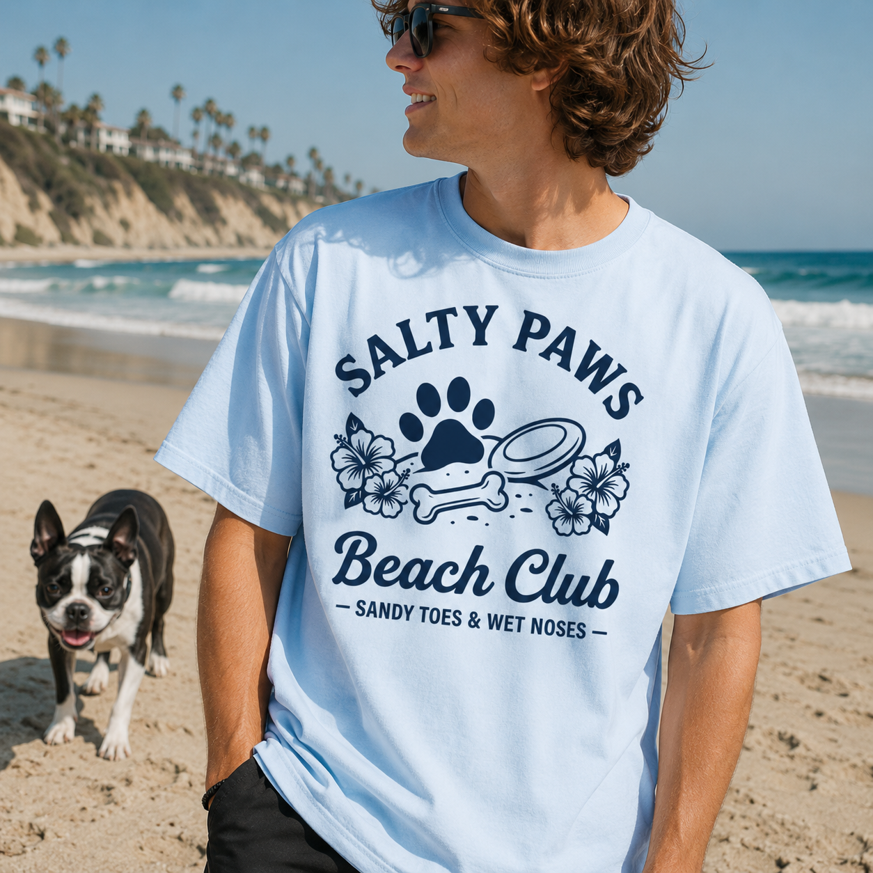 Salty Paws Beach Club Sandy Toes & Wet Noses Unisex Garment-dyed Heavyweight T-Shirt .