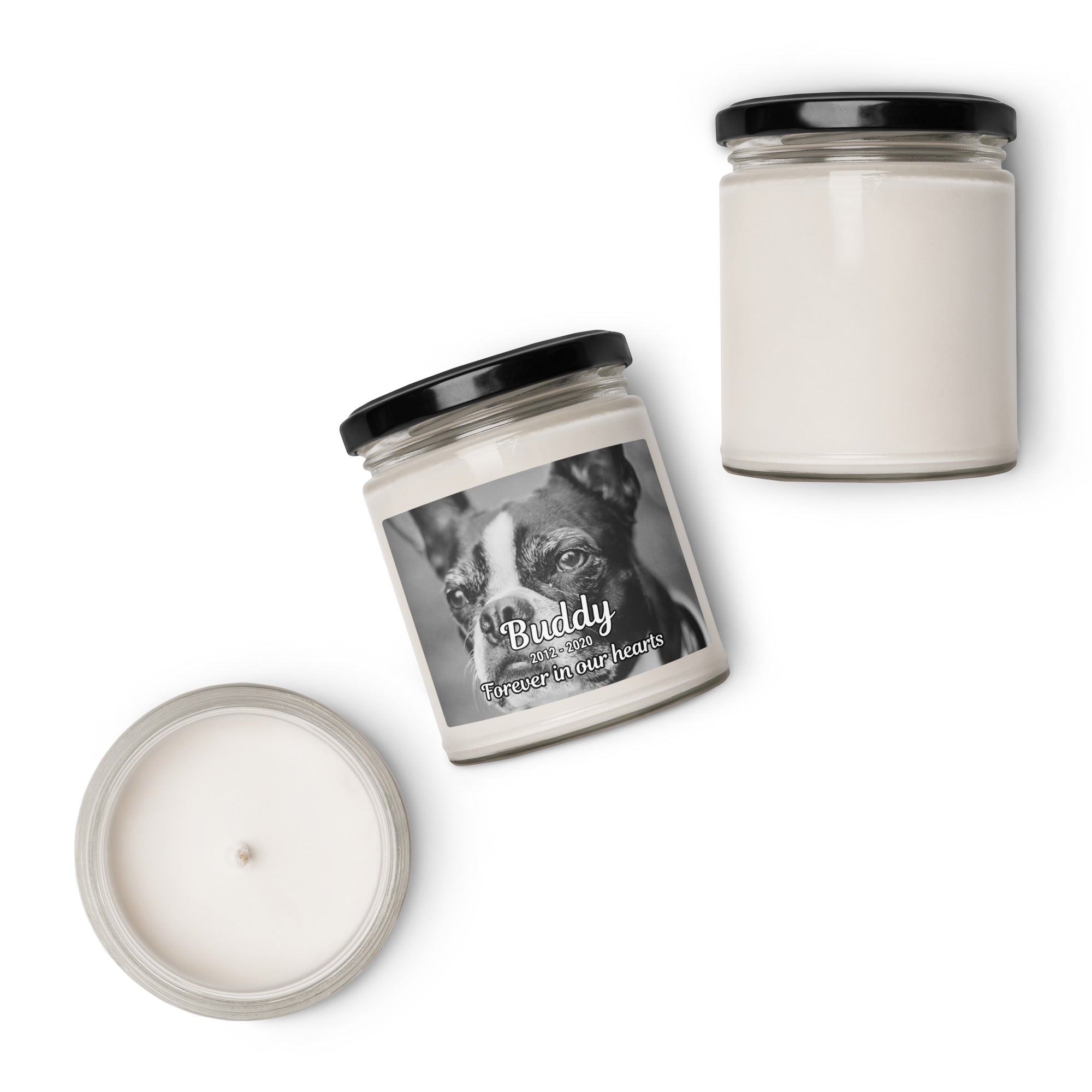Custom Dog Memorial Remembrance Scented Soy Candle .