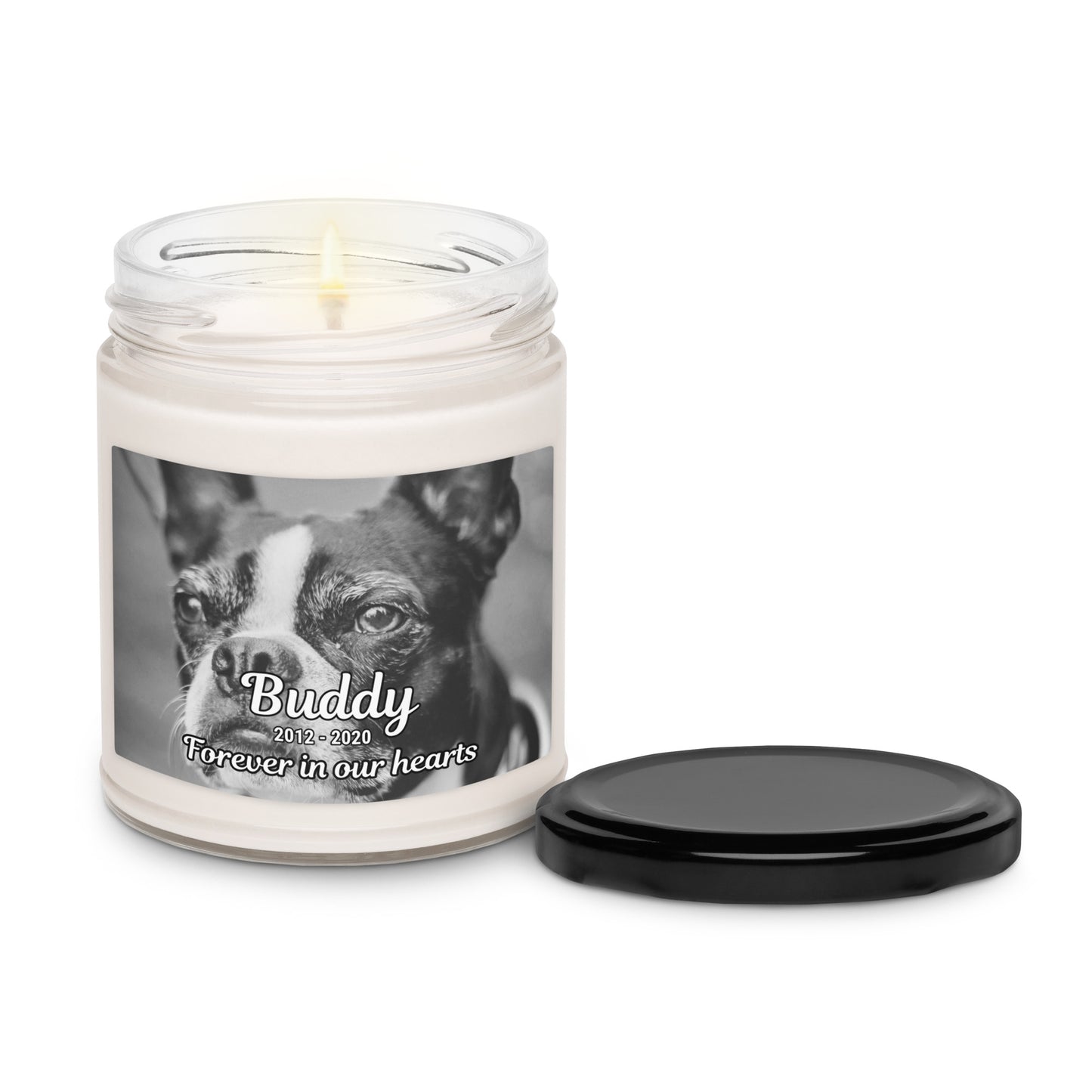 Custom Dog Memorial Remembrance Scented Soy Candle . Cinnamon Vanilla
