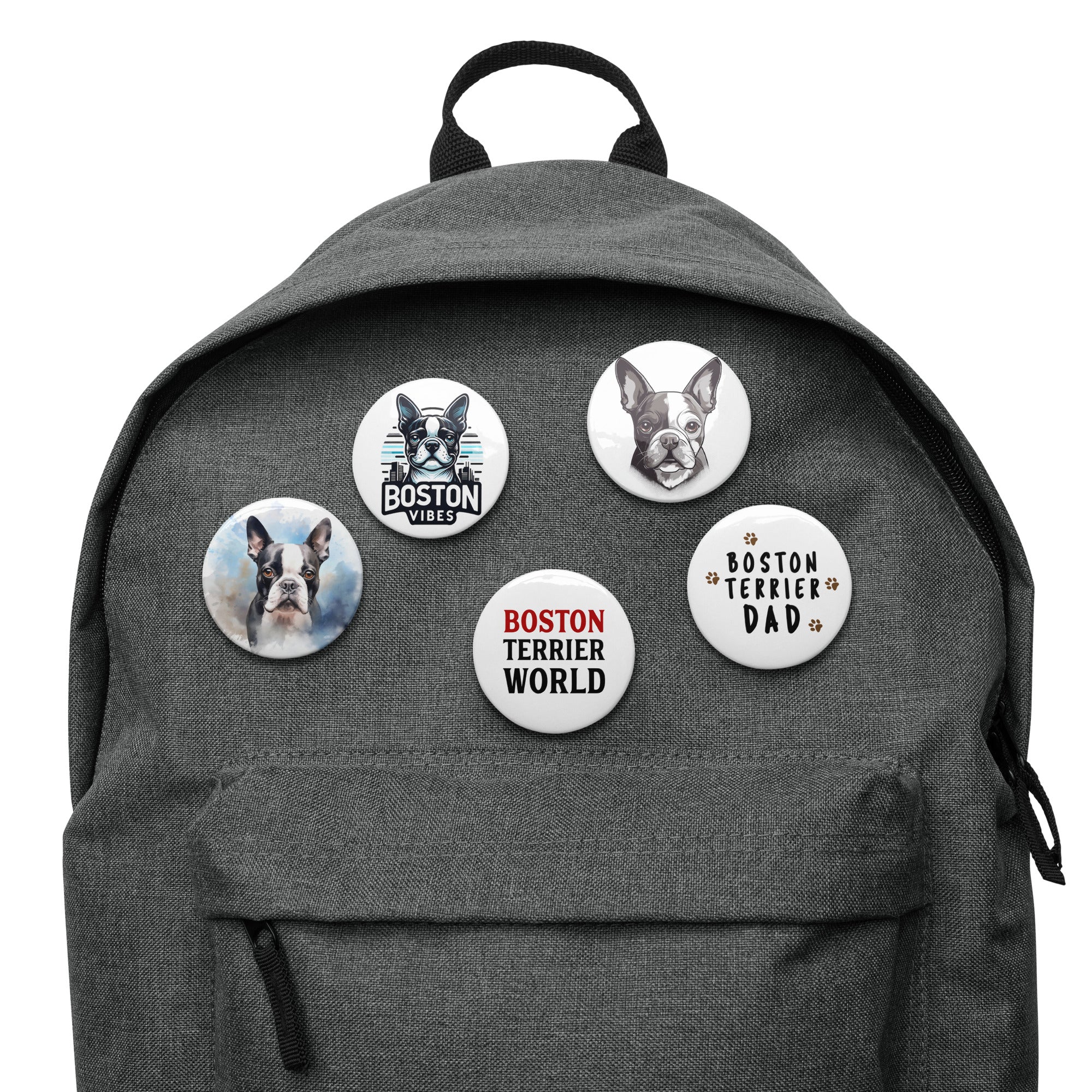 Boston Terrier Set 3 of Pin Buttons