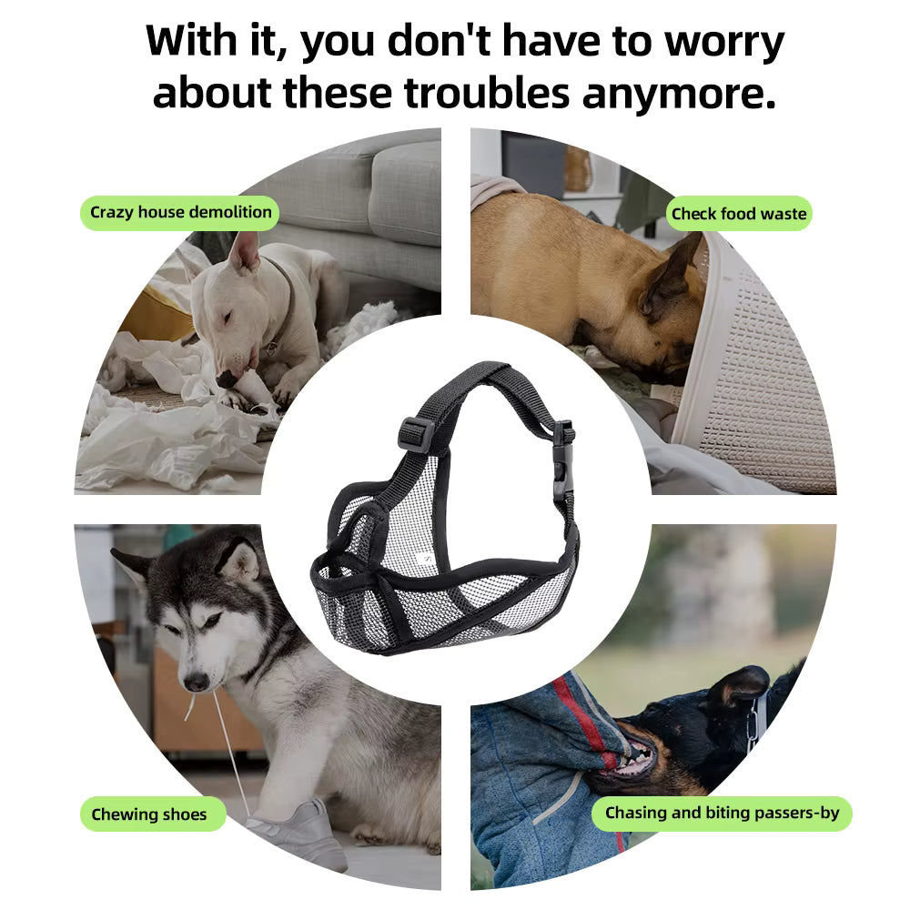 Short Snout Dog Muzzle to Prevent Eating Everything – Soft Mesh, Secure Fit .