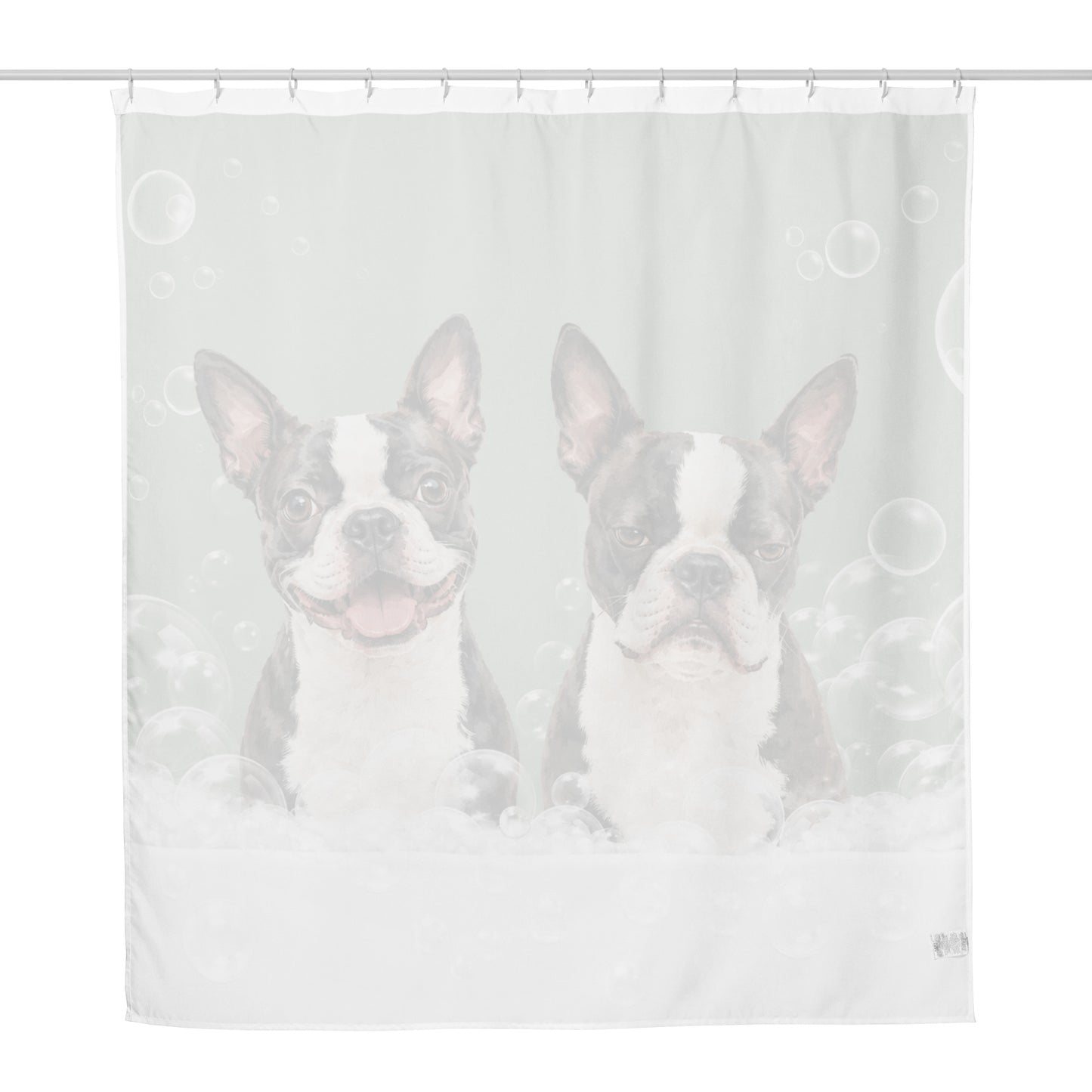 Custom Dog Portrait Bathtub Shower Curtain - Watercolor Art Using Photo(s) For Bathroom .
