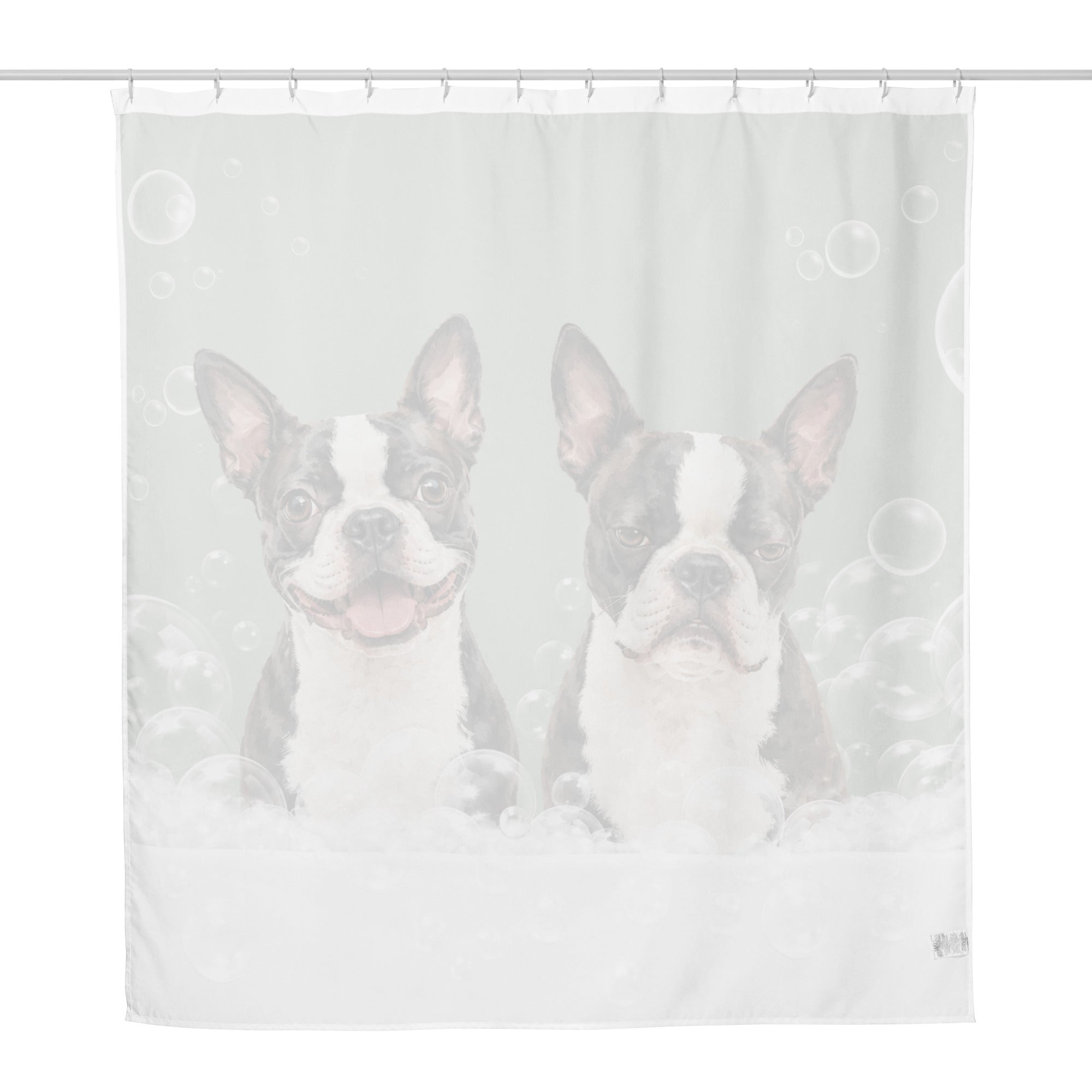 Custom Dog Portrait Bathtub Shower Curtain - Watercolor Art Using Photo(s) For Bathroom .