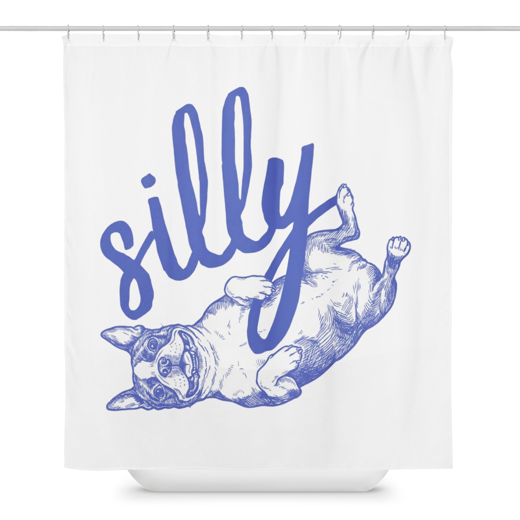 Silly Boston Terrier Dog Upside Down Shower curtain . Default Title