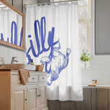 Silly Boston Terrier Dog Upside Down Shower curtain .