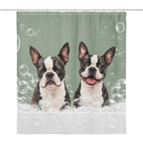 Custom Dog Portrait Bathtub Shower Curtain - Watercolor Art Using Photo(s) For Bathroom . Default Title