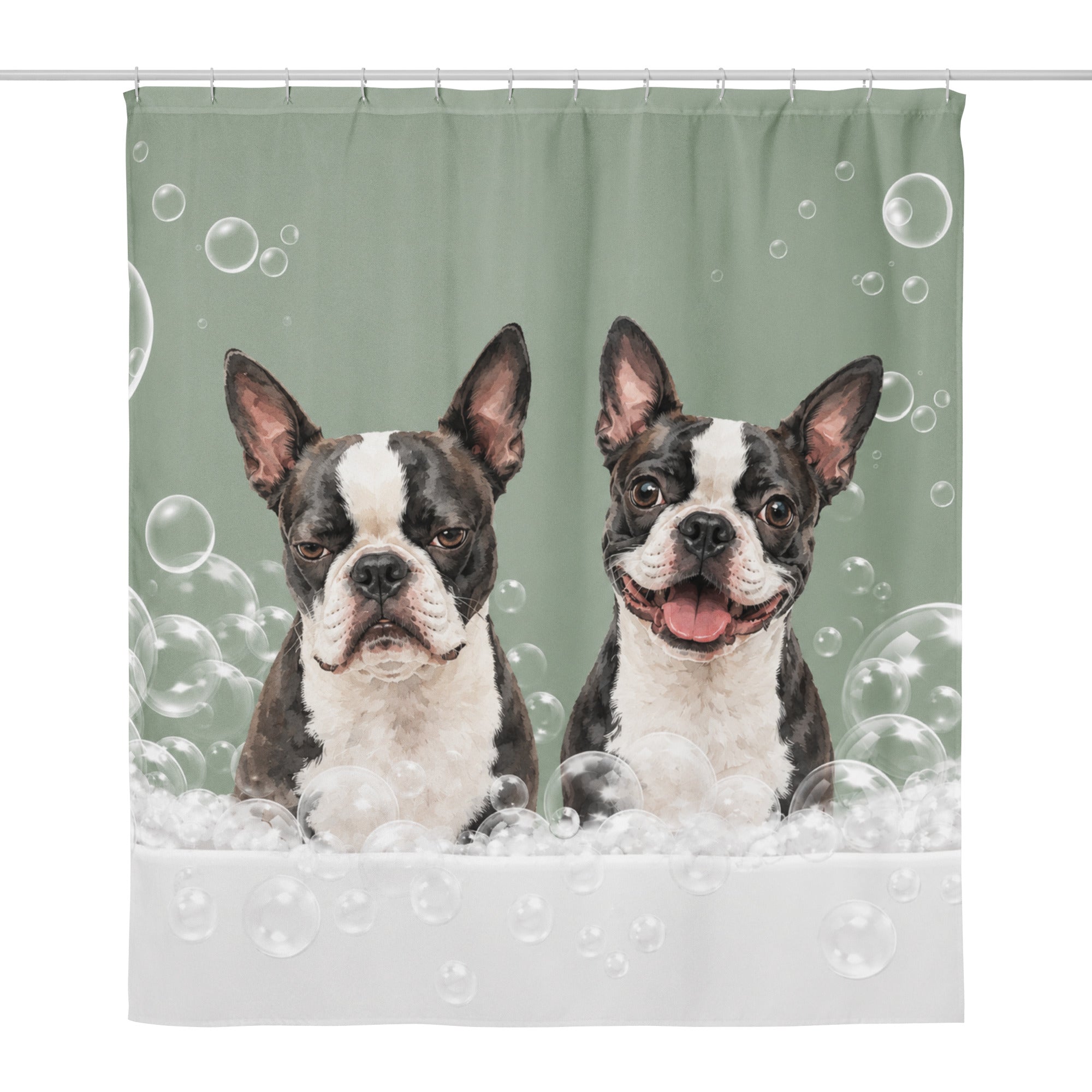 Custom Dog Portrait Bathtub Shower Curtain - Watercolor Art Using Photo(s) For Bathroom . Default Title