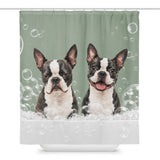 Custom Dog Portrait Bathtub Shower Curtain - Watercolor Art Using Photo(s) For Bathroom .