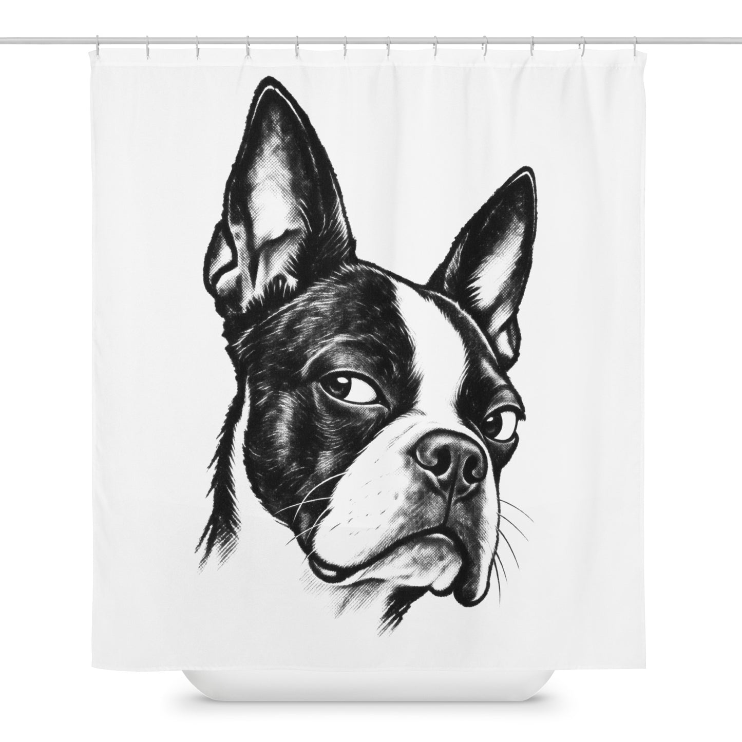 Suspicious Side Eye Boston Terrier Shower Curtain . Default Title
