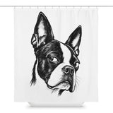 Suspicious Side Eye Boston Terrier Shower Curtain . Default Title