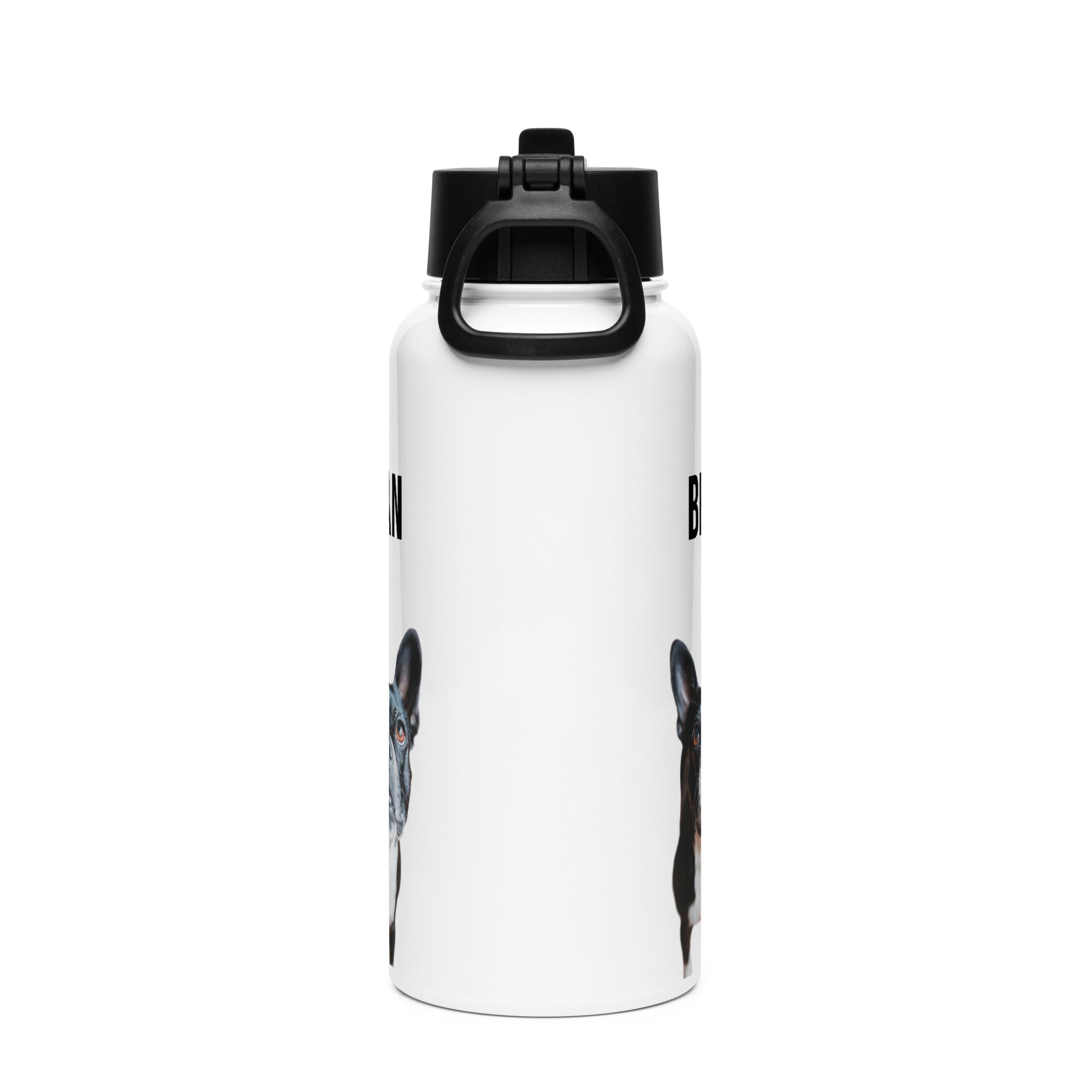 Custom Stainless Steel Water Bottle with a Straw Lid - Custom Water Bottle with Dog Photo and Name