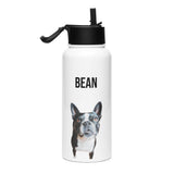 Custom Stainless Steel Water Bottle with a Straw Lid - Custom Water Bottle with Dog Photo and Name
