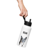 Custom Stainless Steel Water Bottle with a Straw Lid - Custom Water Bottle with Dog Photo and Name