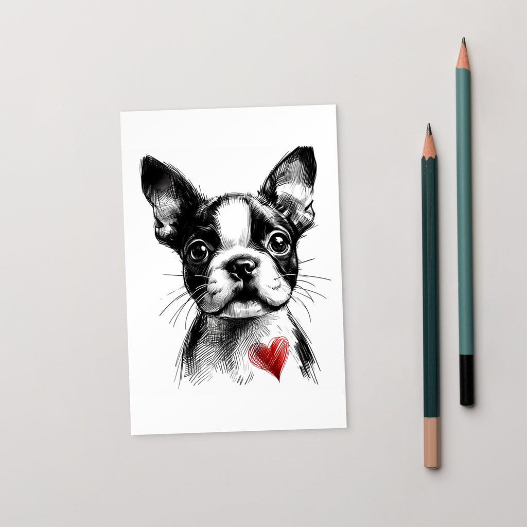 Boston Terrier Heart Postcard