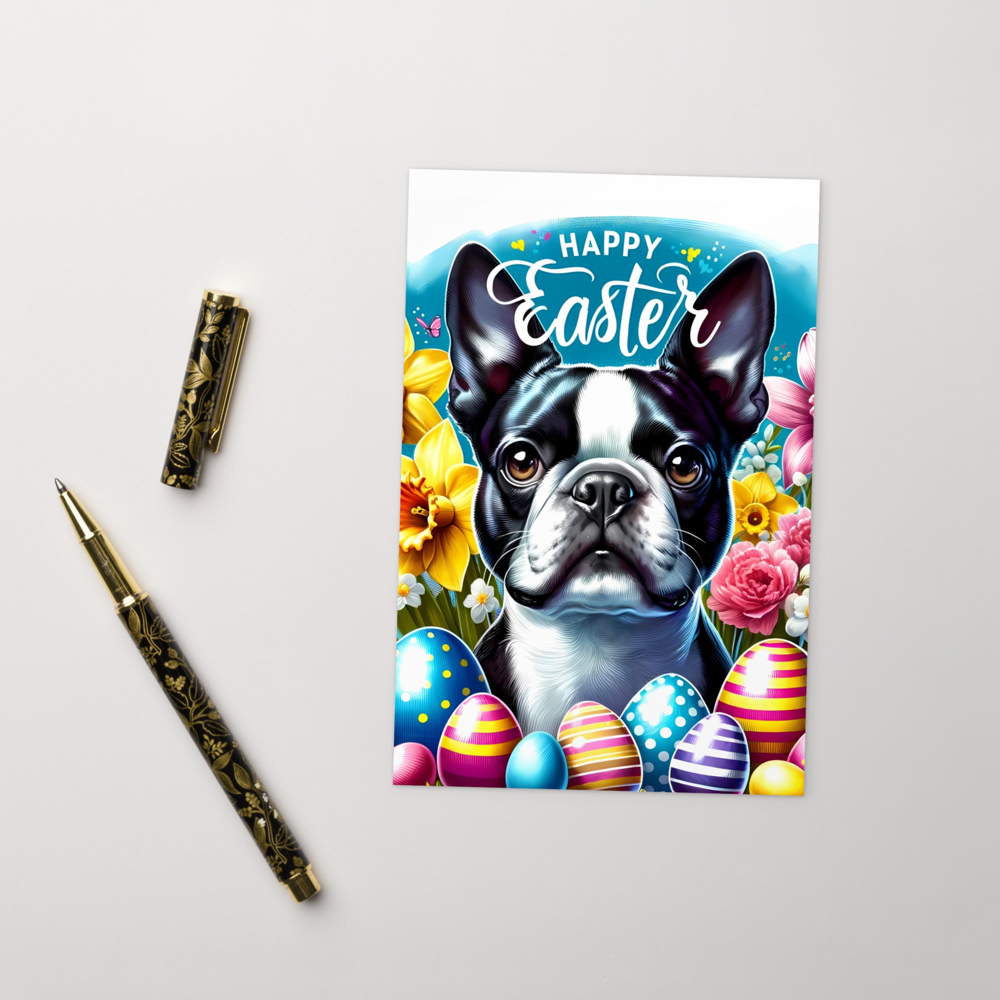 Happy Easter Boston Terrier Standard Postcard