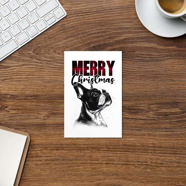 Merry Christmas Boston Terrier Dog Standard Postcard