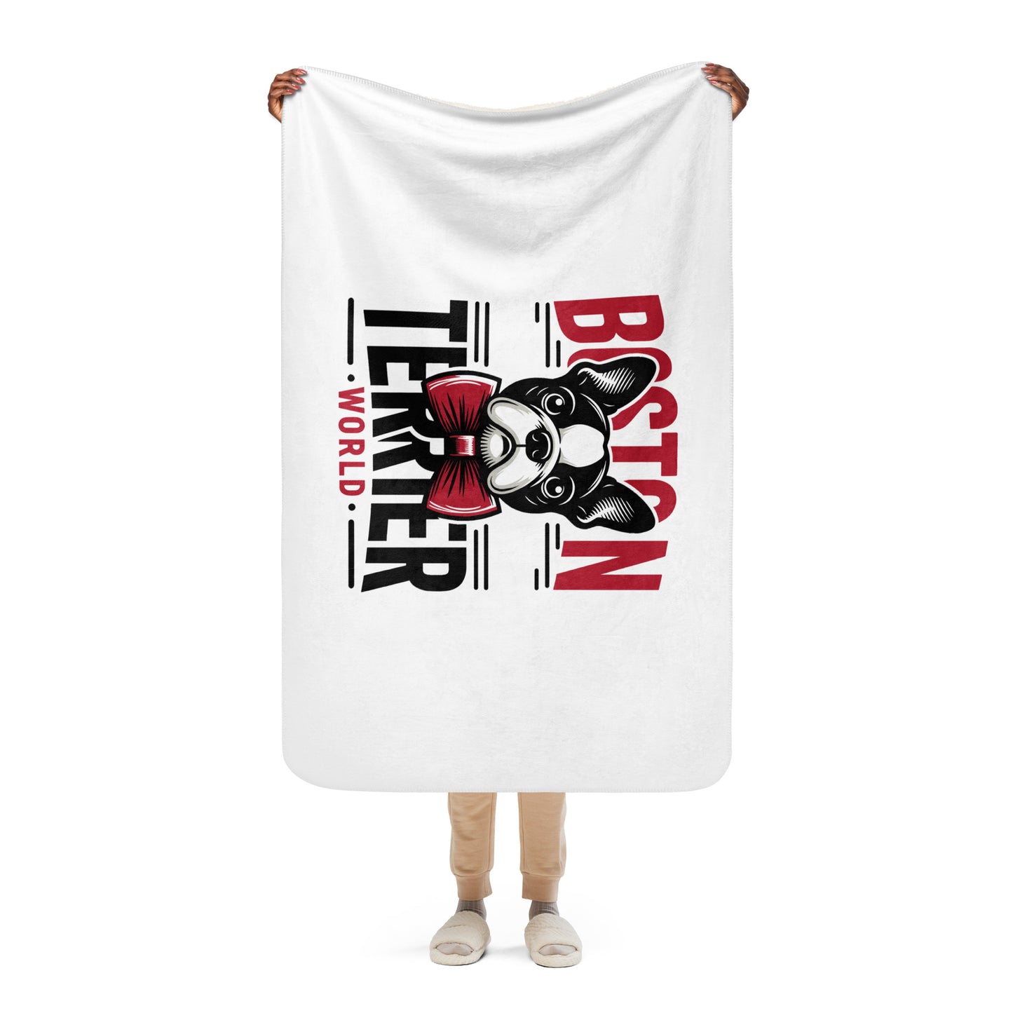 Boston Terrier World Sherpa Blanket