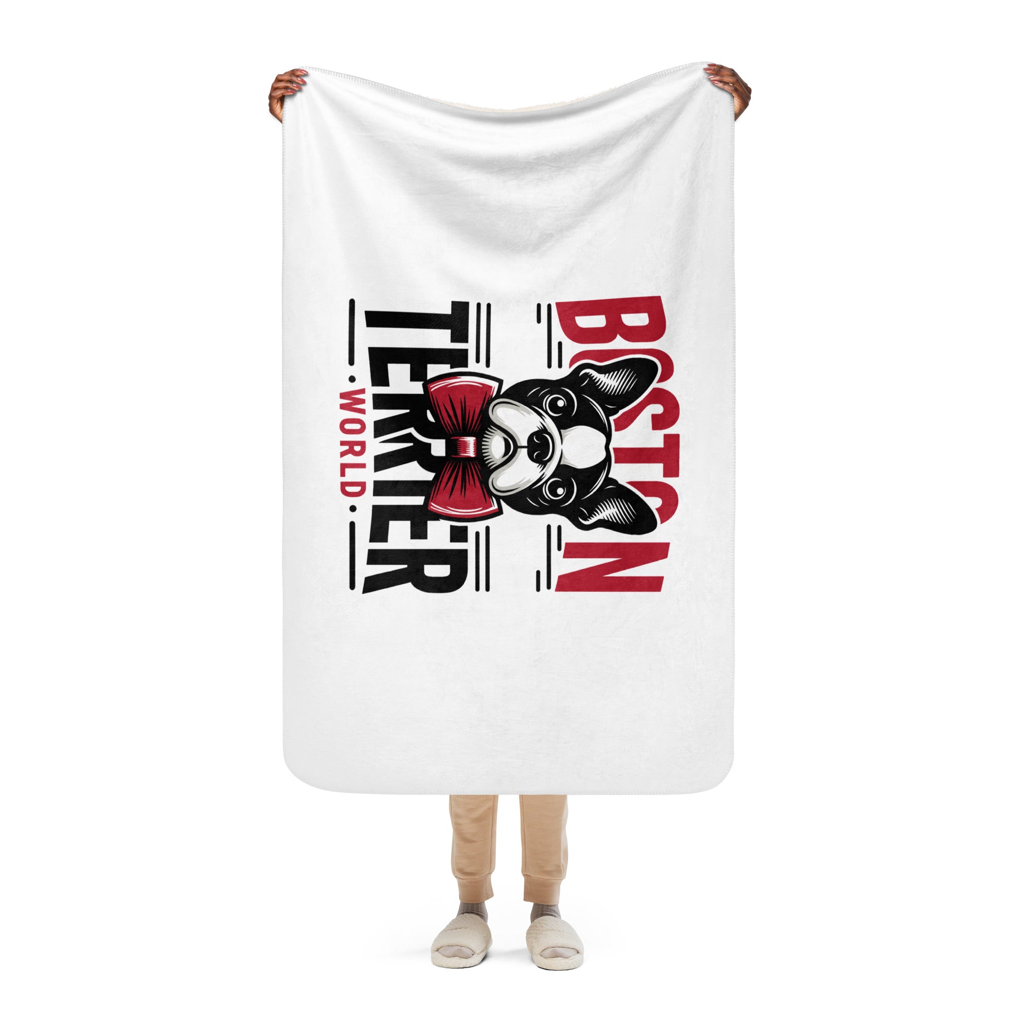Boston Terrier World Sherpa Blanket