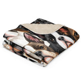 Boston Terrier Dogs Crowd Sherpa Blanket .