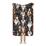 Boston Terrier Dogs Crowd Sherpa Blanket .