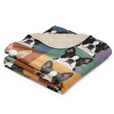 Pop Art Style Colored Boston Terriers Modern Tiles Pattern Sherpa Blanket .